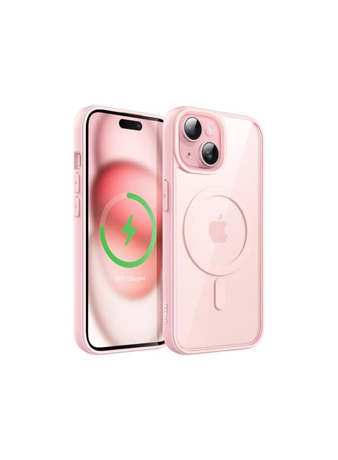 Jetech Magnetic Case for iPhone 15 6.1-Inch Compatible with MagSafe, Shockproof Phone Bumper Cover, Solid Color Matte TPU Frame, Anti-Scratch Clear Back (Pink) - Image 1
