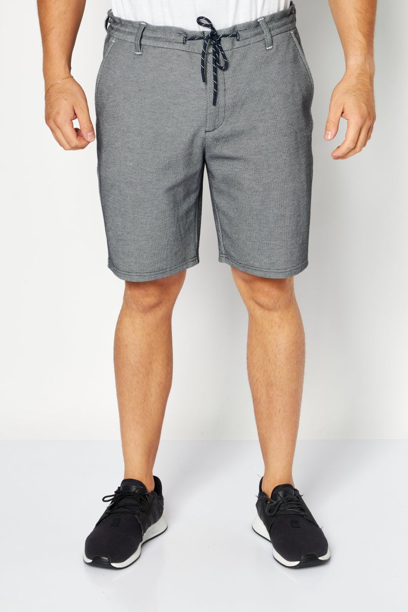 Celio Men Plaid Basic Shorts, Grey/Navy - Image 1