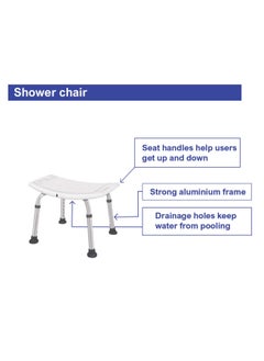 STARMED StarMed Shower Chair, Adjustable Height, Aluminium Frame, Seat Handles, Strong Base, Bath Support, shower seat  - Image 4