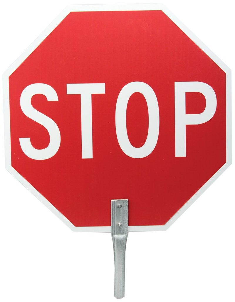 Accuform Signs FSP154 NonReflective Aluminum 18 Paddle Sign Legend STOPSTOP with 6 Steel Handle