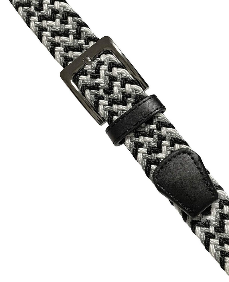 Belts.com Braided Elastic Stretch Belt Casual Weave Canvas Fabric Woven Belt 1-3/8" (GRY/WHT/BLK, M) - Image 4