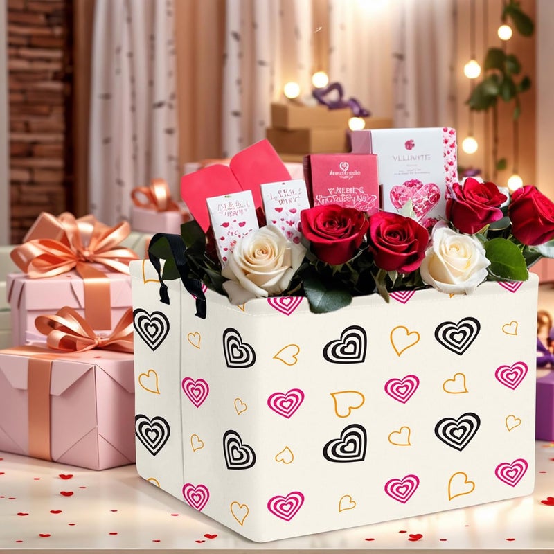 SETAMA Valentine's Day Basket Gift for Empty Cute Heart Large Storage Bin for Kid and Baby Room Décor (Red and Black) - Image 4