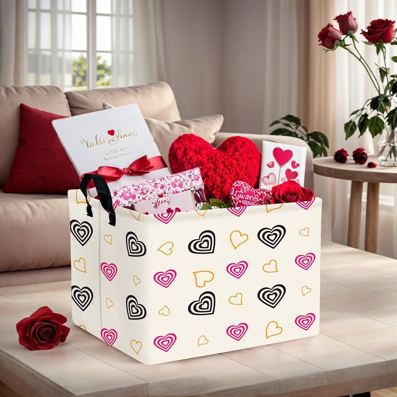 SETAMA Valentine's Day Basket Gift for Empty Cute Heart Large Storage Bin for Kid and Baby Room Décor (Red and Black) - Image 2