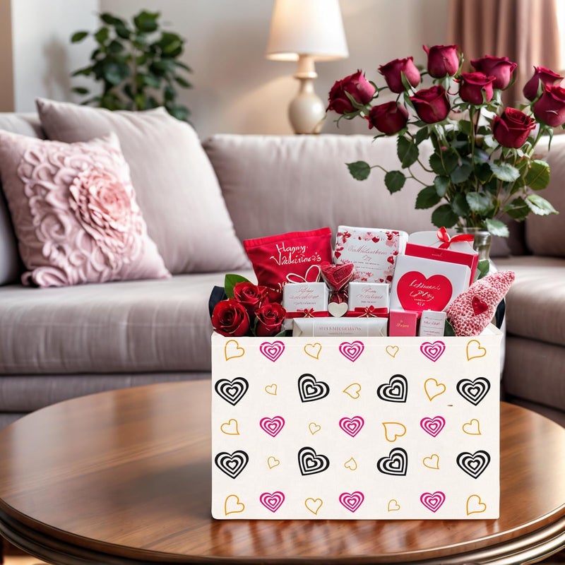 SETAMA Valentine's Day Basket Gift for Empty Cute Heart Large Storage Bin for Kid and Baby Room Décor (Red and Black) - Image 5