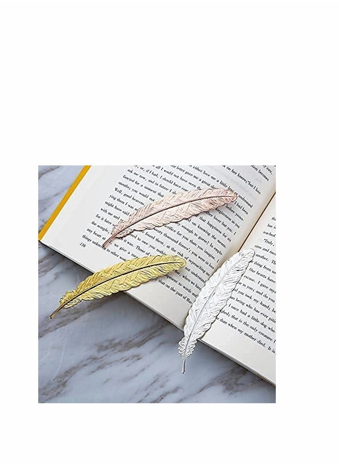 Excefore - 7 Pieces Metal Feather Bookmarks Fine Retro Classic Assorted Bookmark Shape （With holes） - Image 1