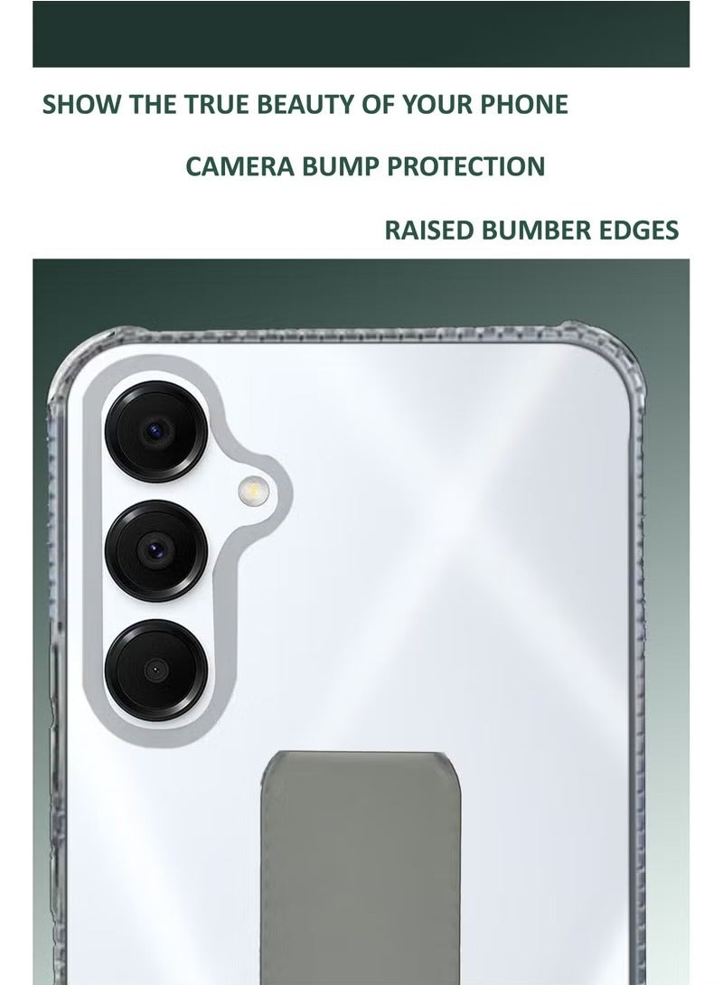 3-in-1 Magnetic Transparent Wrist Strap Hand Grip Stand Back Case Cover  for Samsung Galaxy A56-Clear/Grey - Image 3