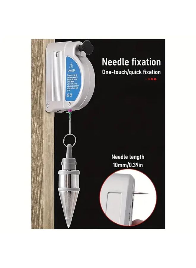 Retractable Magnetic Plumb Bob With 6M String Automatic Quick Stretch Tool For Construction Tasks No Battery Needed Durable Metal Construction For Precision Plumbing And Projects - Image 5