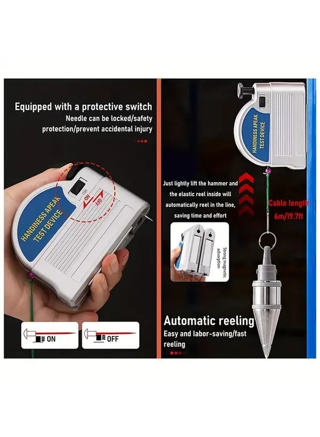 Retractable Magnetic Plumb Bob With 6M String Automatic Quick Stretch Tool For Construction Tasks No Battery Needed Durable Metal Construction For Precision Plumbing And Projects - Image 4