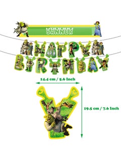 General Shrek theme birthday party decoration shrek boy birthday flag cake with balloon spiral charm  - Image 3