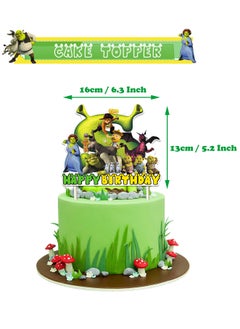General Shrek theme birthday party decoration shrek boy birthday flag cake with balloon spiral charm  - Image 2