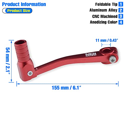 MCHMFG Folding Gear Shifter Shift Lever CNC Aluminum Gear Shifter Shift Lever for XR50 XR80 CRF50 CRF70 50cc125cc Pit Dirt Bike Motorcycle Red - Image 3