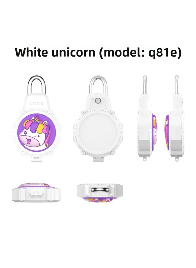 Generic - For Apple For Apple Airtag Anti-lost Device Wire Security Lock PC Waterproof Protective Case Cute Cartoon Shell-Color:White Unicorn (Q81E) - Image 1