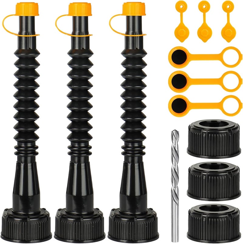 Qilinba Gas Can Spout Replacement Kit, 3 Pack Flexible Nozzle Set with Vent Caps, Fits 1/2/5 Gallon Cans Multi-goal comprehensive design - Image 1