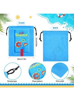 BOAO 12 Pcs Summer Pool Party Bags Drawstring Beach Bag Goody Favor Gift Bags Beach Shark Tropical Theme Party Supplies For Luau Hawaiian Pool Wedding Birthday Party Candy Goodie Teens Kids (Pool Style)  - Image 5