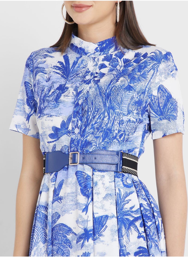 ELLA - Printed A-Line Dress - Image 1