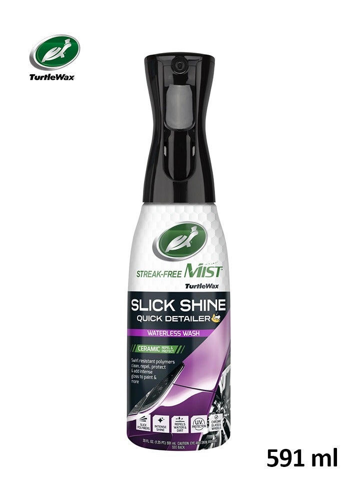 تيرتل رذاذ Turtle Wax Streak-Free Mist Slick Shine Quick Detailer غسيل بدون ماء، حماية سيراميكية، حماية من الأشعة فوق البنفسجية، لمعان مكثف، 591 مل - Image 1