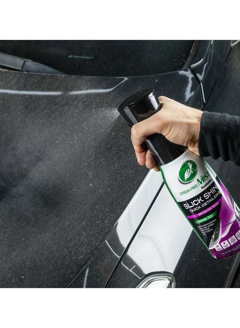 تيرتل رذاذ Turtle Wax Streak-Free Mist Slick Shine Quick Detailer غسيل بدون ماء، حماية سيراميكية، حماية من الأشعة فوق البنفسجية، لمعان مكثف، 591 مل - Image 2