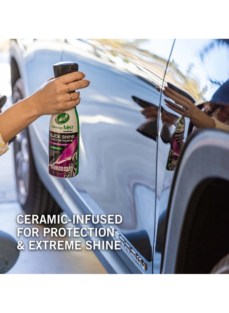 تيرتل رذاذ Turtle Wax Streak-Free Mist Slick Shine Quick Detailer غسيل بدون ماء، حماية سيراميكية، حماية من الأشعة فوق البنفسجية، لمعان مكثف، 591 مل - Image 3