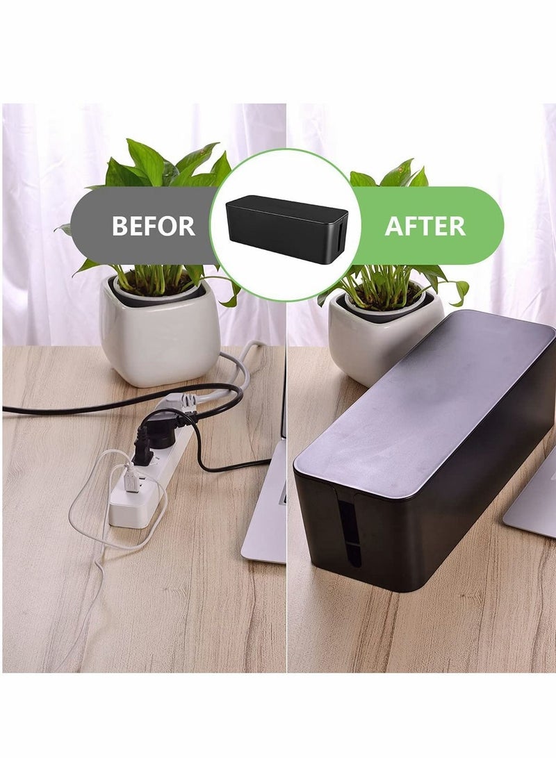 Y&D Cable Management Box,Large Cord Organizer BoxCord Hider Box to Hide Surge Protector Cover on Desk or Floor for Home & Office(Black) - Image 4