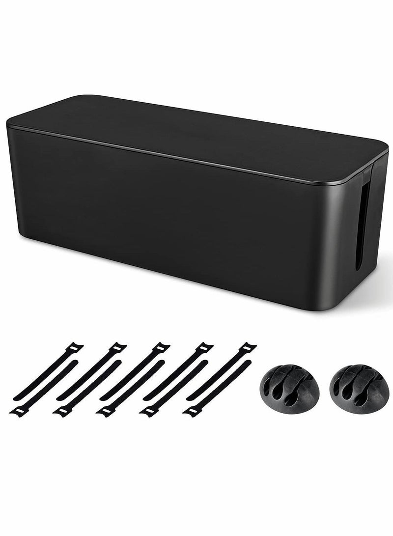 Y&D Cable Management Box,Large Cord Organizer BoxCord Hider Box to Hide Surge Protector Cover on Desk or Floor for Home & Office(Black) - Image 1
