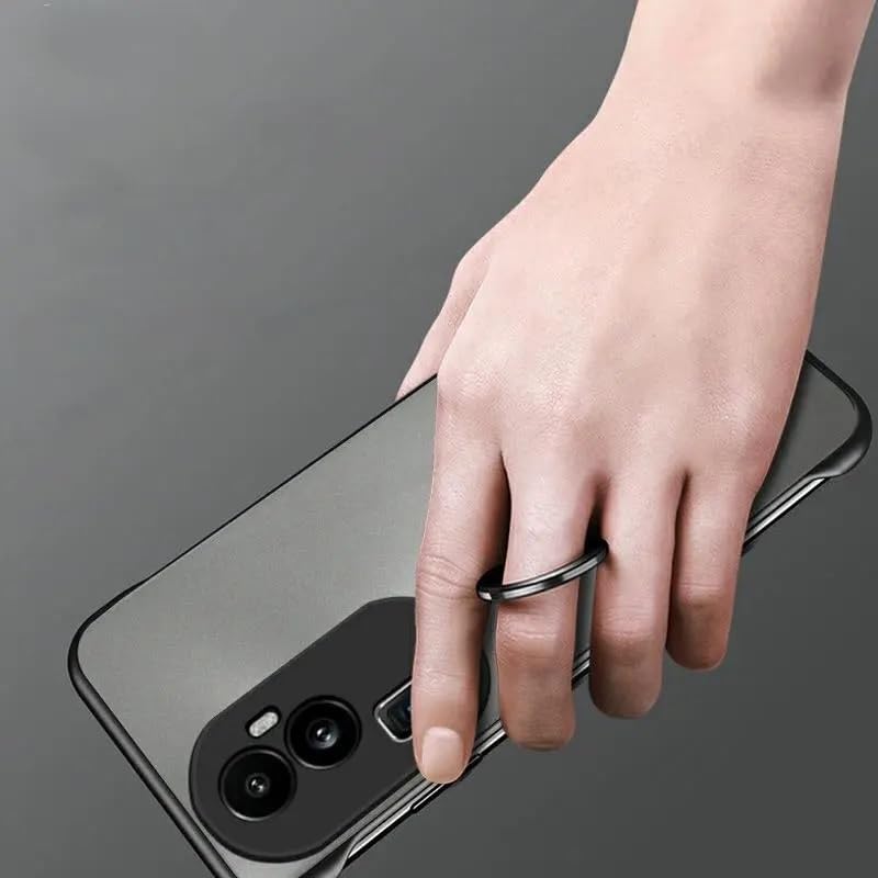 REALCASE Oppo Reno 10 Pro Plus 5G Back Cover Case | Stylish Frameless Matte Hard Back Skin | Soft TPU Shock Proof Bumper Back Cover Case for Reno 10 Pro Plus 5G (Black) - Image 2
