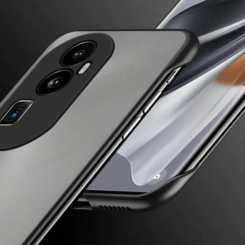REALCASE Oppo Reno 10 Pro Plus 5G Back Cover Case | Stylish Frameless Matte Hard Back Skin | Soft TPU Shock Proof Bumper Back Cover Case for Reno 10 Pro Plus 5G (Black) - Image 5