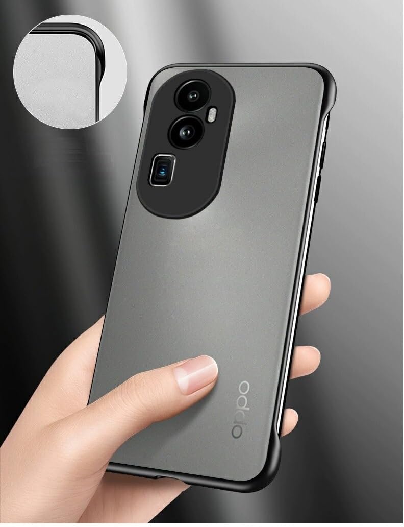 REALCASE Oppo Reno 10 Pro Plus 5G Back Cover Case | Stylish Frameless Matte Hard Back Skin | Soft TPU Shock Proof Bumper Back Cover Case for Reno 10 Pro Plus 5G (Black) - Image 3