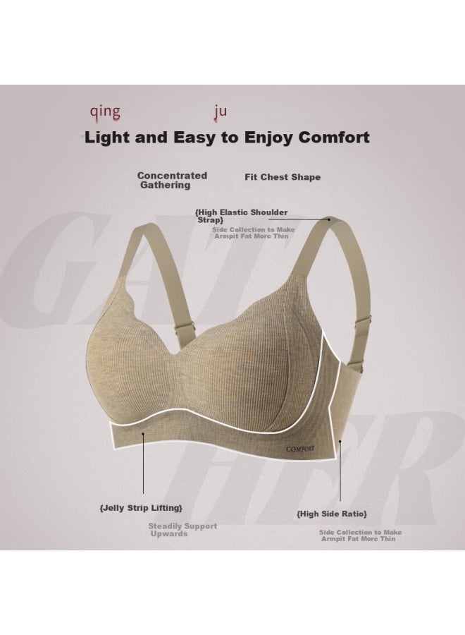 Liberal Freedom Women's Bra, Push-up And Lift, Minimizes Large Prevents Sagging, Adjustable, Nude Feel, V-shaped, Lift-up, Breathable - Image 2
