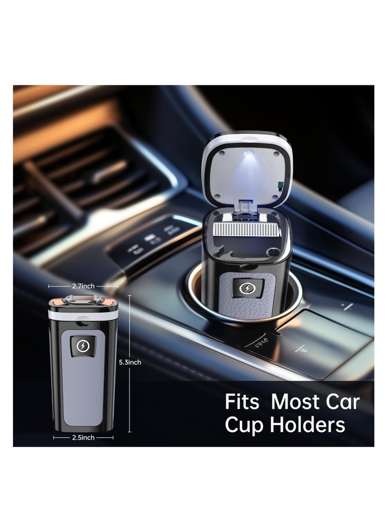 Excefore - Car Ashtray with Lid Smell Proof, Smokeless Ashtrays, Portable Cigarette Ashtrays, Car Ashtray with Solar and USB Dual Charging Lighter, Car Accessories Ashtrays for Travel, RV, Outdoor, Home - Image 1