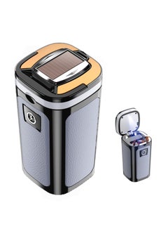 Car Ashtray with Lid Smell Proof, Smokeless Ashtrays, Portable Cigarette Ashtrays, Car Ashtray with Solar and USB Dual Charging Lighter, Car Accessories Ashtrays for Travel, RV, Outdoor, Home