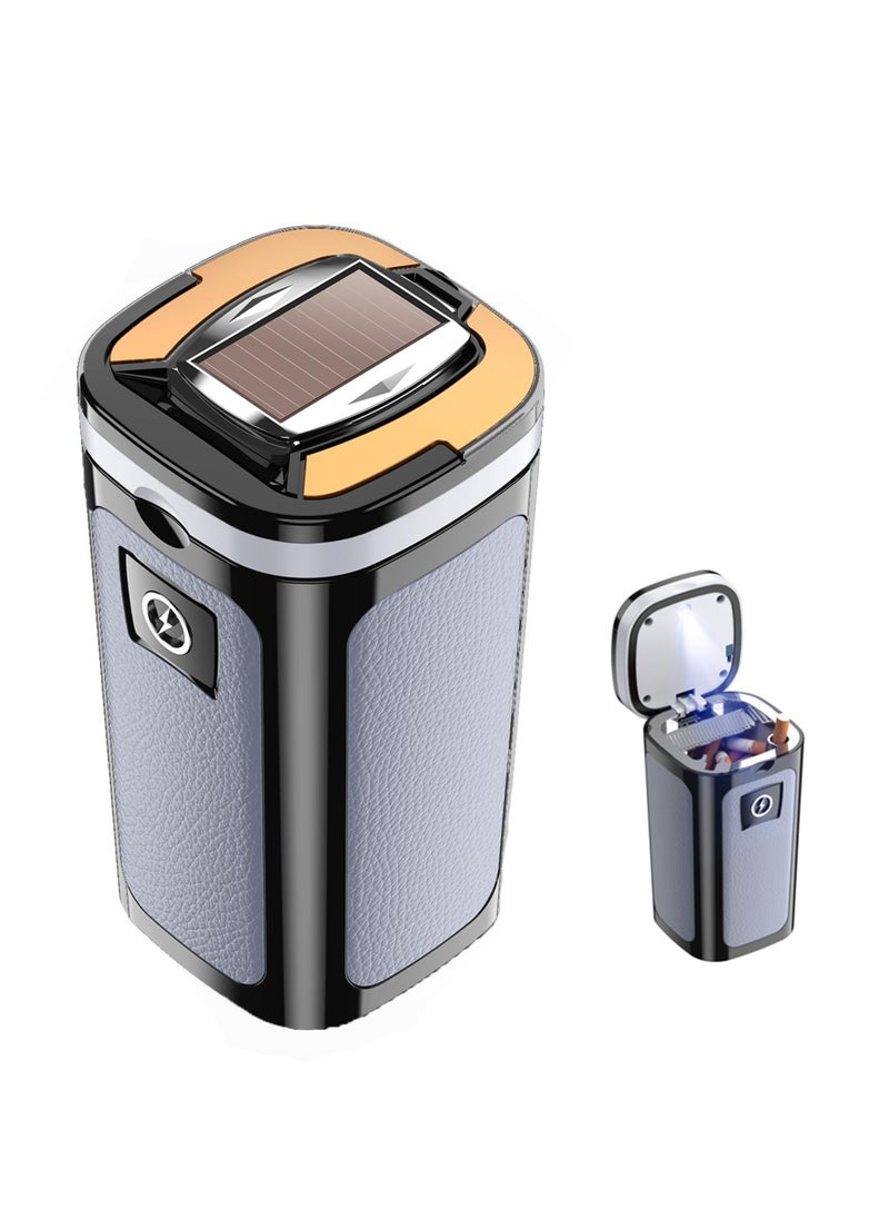 Excefore - Car Ashtray with Lid Smell Proof, Smokeless Ashtrays, Portable Cigarette Ashtrays, Car Ashtray with Solar and USB Dual Charging Lighter, Car Accessories Ashtrays for Travel, RV, Outdoor, Home - Image 1