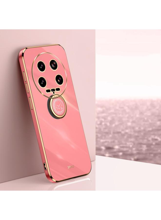 Case For Xiaomi 14 Ultra 5G Straight Edge 6D Electroplate TPU Phone Case with Ring Holder