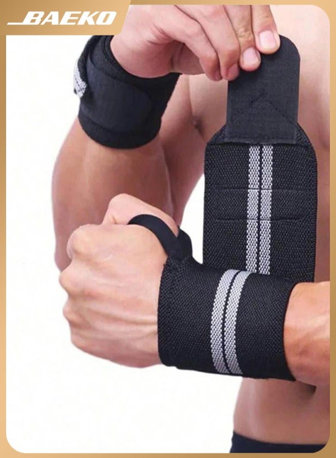 BAEKO Weight Lifting Wrist Support Band - Wrist Support Straps for Weight Lifting, Gym Workout, Bench Press, Overhead Press, Dips and Curls, Also Ideal for Sports, Typing, Working - Equipped with a Zipper that Allows You to Adjust the Level of Tightness - Image 1