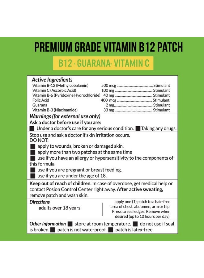 VitaPatch Premium Grade B12 Patches 30 Day Supply B12 Patch - Made with Vitamin B12 Methylcobalamin for Energy & Vitamin Guarana - 100% Made in The USA - Image 2