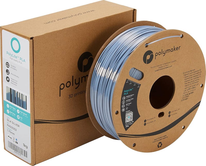 polymaker خيوط PLA حريرية 1.75 مم، فضي لامع لطابعة ثلاثية الأبعاد 1 كجم - PolyLite 1.75 مم - Image 4