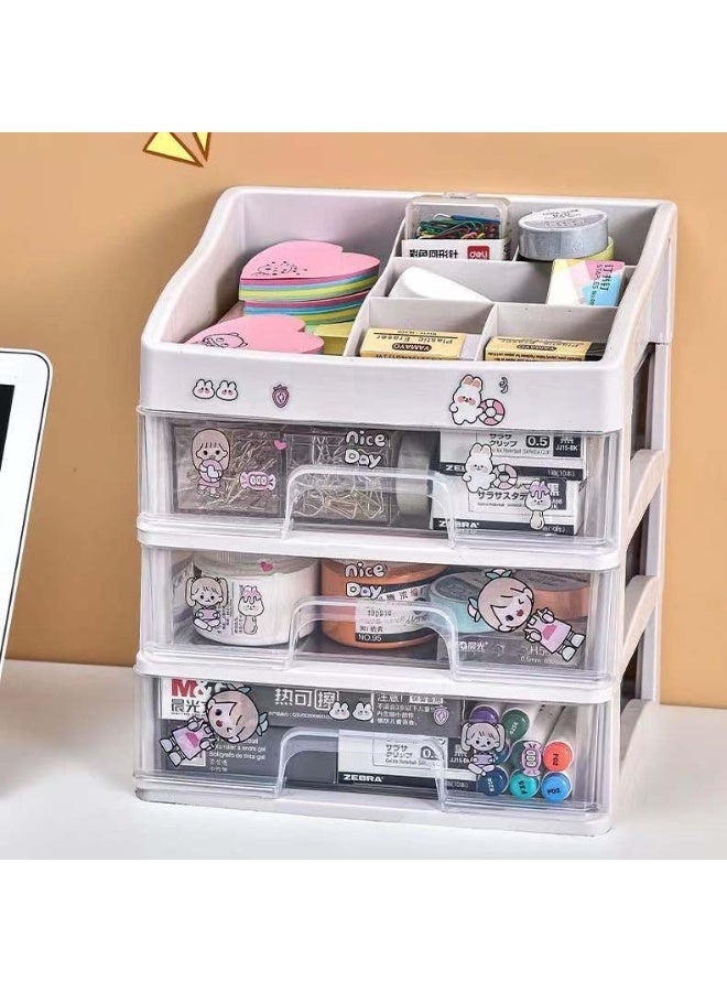 Multi-purpose Desktop Storage Organizer, Transparent Plastic Drawer Storage Rack 24×20×14.5cm, Cosmetic & Jewelry Storage Box, Small Countertop Organiser for Bedroom, Office Desk, Bathroom - Image 4