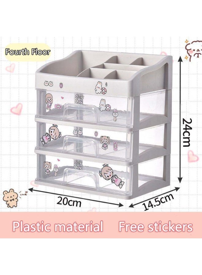 Multi-purpose Desktop Storage Organizer, Transparent Plastic Drawer Storage Rack 24×20×14.5cm, Cosmetic & Jewelry Storage Box, Small Countertop Organiser for Bedroom, Office Desk, Bathroom - Image 2