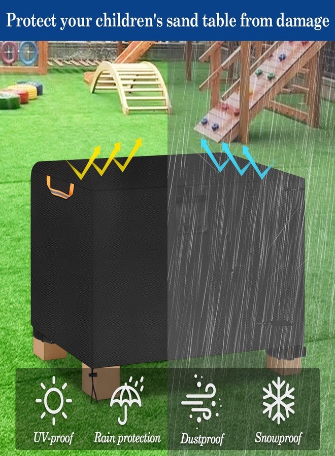 Klmnop Waterproof Sand Table Cover, Dustproof Sand Water Table Cover with Reflective Handle & Air Vent for Outdoor Sensory Play, Heavy-Duty Oxford Fabric UV Protection(Black) - Image 5
