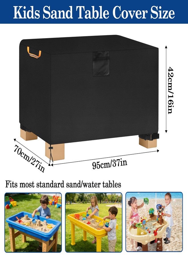 Klmnop Waterproof Sand Table Cover, Dustproof Sand Water Table Cover with Reflective Handle & Air Vent for Outdoor Sensory Play, Heavy-Duty Oxford Fabric UV Protection(Black) - Image 2