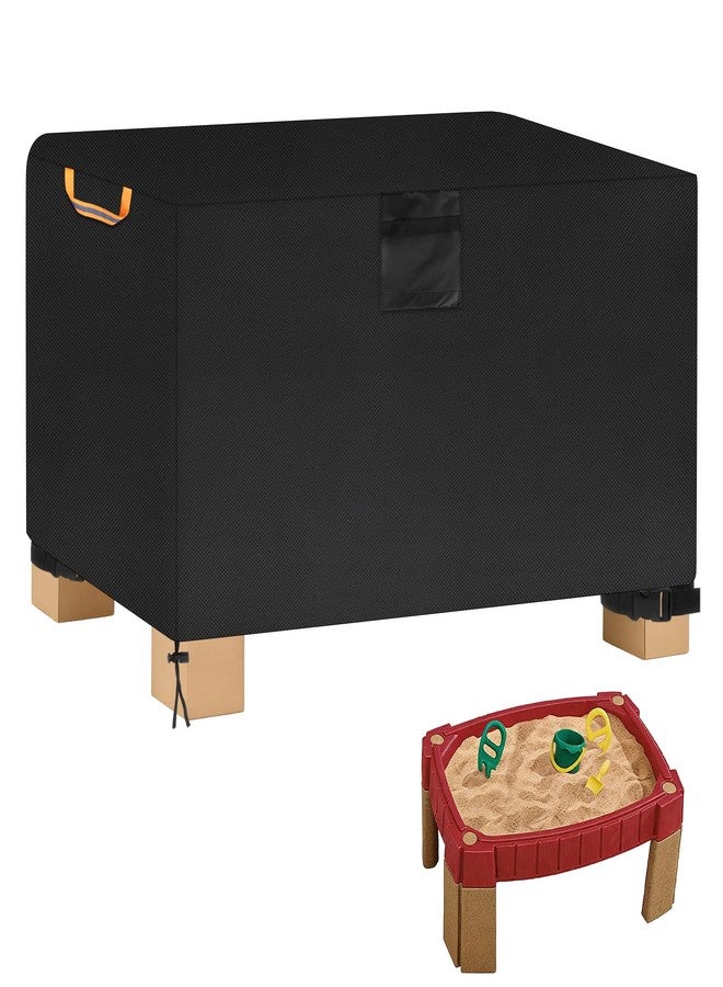Klmnop Waterproof Sand Table Cover, Dustproof Sand Water Table Cover with Reflective Handle & Air Vent for Outdoor Sensory Play, Heavy-Duty Oxford Fabric UV Protection(Black) - Image 1