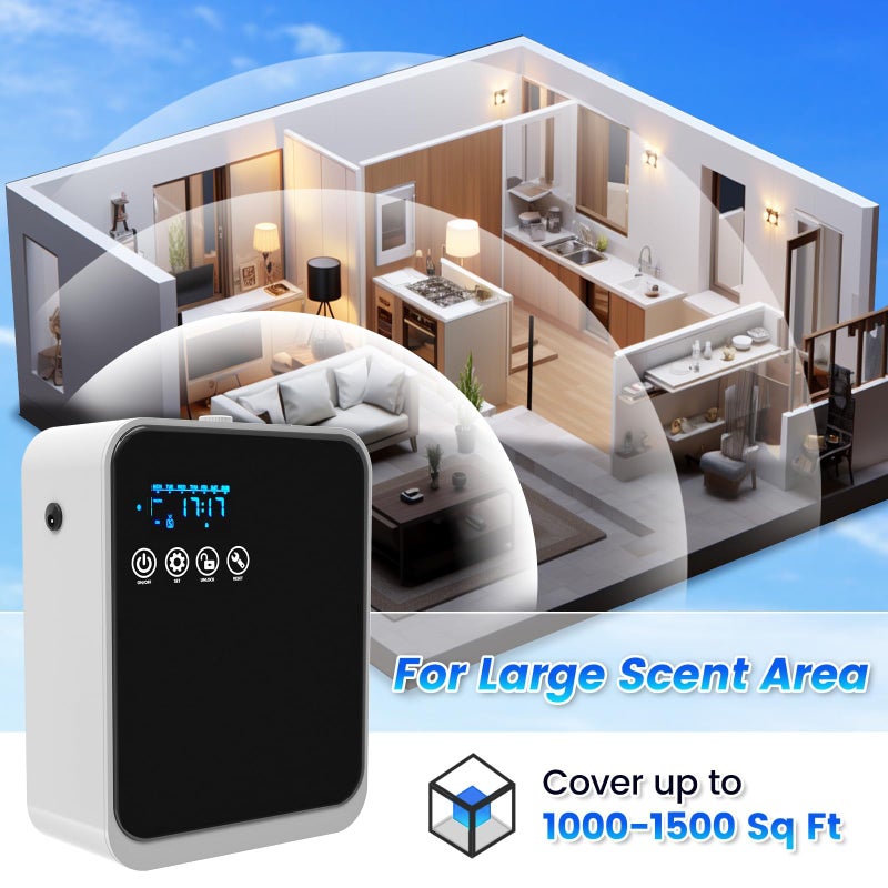 AROMAUKO Waterless Essential Oil Diffuser,Hotel Home Aromatherapy Scent Diffuser with Smart APP & Touch Screen,250ml Capacity,1500 sq.ft Coverage|Large Room Oil Diffusers for Hotel Collection,Easter Day Gift - Image 5