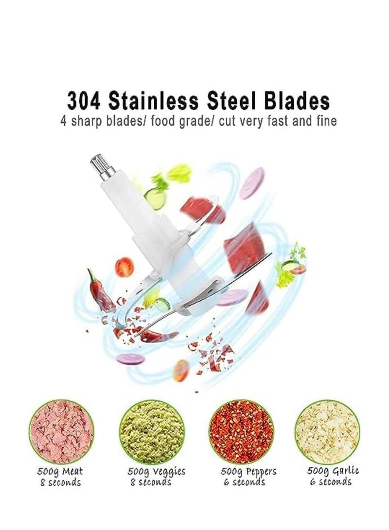 Food Chopper, Electric Meat Chopper with Powerful Motor, 3L Stainless Steel, 2 Speed Levels, Safety Function, Multi Chopper for Meat, Fruits, Vegetables (sliver 1) - Image 4