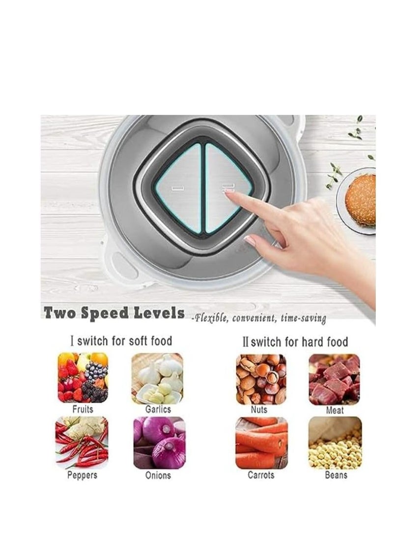 Food Chopper, Electric Meat Chopper with Powerful Motor, 3L Stainless Steel, 2 Speed Levels, Safety Function, Multi Chopper for Meat, Fruits, Vegetables (sliver 1) - Image 5