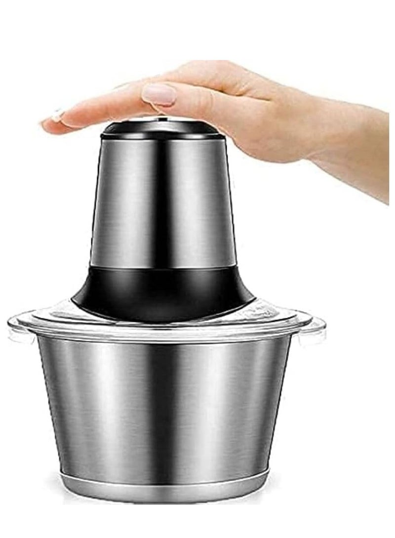 Food Chopper, Electric Meat Chopper with Powerful Motor, 3L Stainless Steel, 2 Speed Levels, Safety Function, Multi Chopper for Meat, Fruits, Vegetables (sliver 1) - Image 1