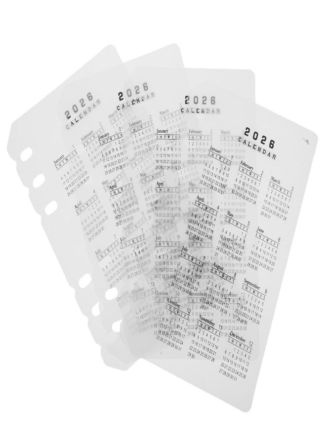 DIYEAH 2026 Frosted Plastic Binder Dividers with Tabs a6 6-Hole Refillable Inserts for Date Organization Planner Refills Notebook Accessories for Home Office - Image 1
