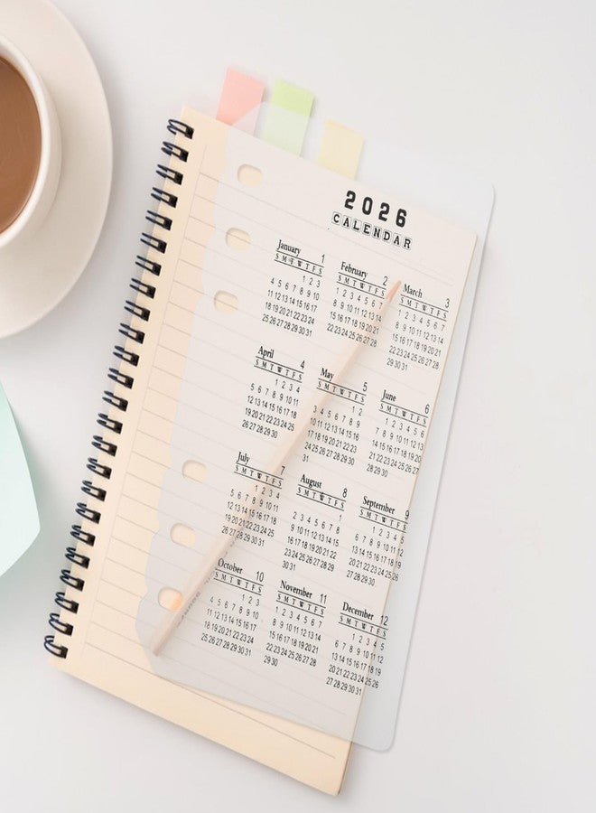 DIYEAH 2026 Frosted Plastic Binder Dividers with Tabs a6 6-Hole Refillable Inserts for Date Organization Planner Refills Notebook Accessories for Home Office - Image 3