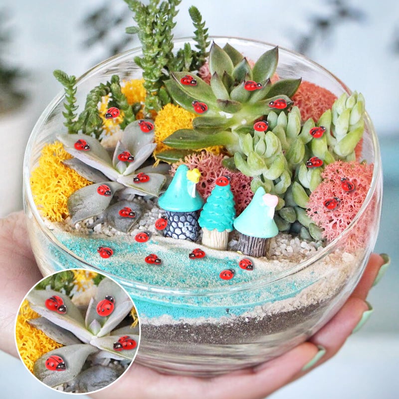Yonseng 200pcs Mini Resin Ladybug Decor Tiny Ladybug for Crafts Dollhouse Miniatures Mini Resin Things Animals for Fairy Garden Micro Landscaping Home Decoration, 2 Types(0.32*0.4inch & 0.3*0.36inch) - Image 4