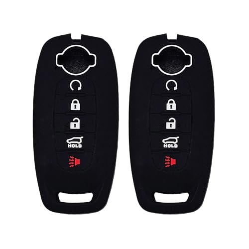 Autobase Silicone Key Fob Cover for 2023 2024 2025 Nissan Rogue Pathfinder Sentra | Rubber Remote Key Fob Protector Case with 5 Buttons - Black - 2 Pcs - Image 1