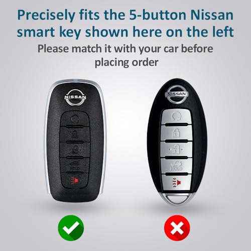 Autobase Silicone Key Fob Cover for 2023 2024 2025 Nissan Rogue Pathfinder Sentra | Rubber Remote Key Fob Protector Case with 5 Buttons - Black - 2 Pcs - Image 2