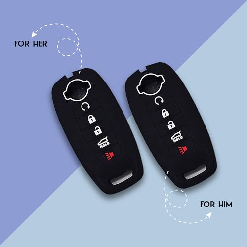 Autobase Silicone Key Fob Cover for 2023 2024 2025 Nissan Rogue Pathfinder Sentra | Rubber Remote Key Fob Protector Case with 5 Buttons - Black - 2 Pcs - Image 4